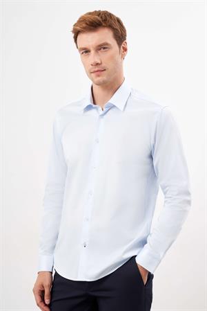 Morven Erkek A. MAVİ Pamuk Düz Desen Sert Yaka Slim Fit  Gömlek