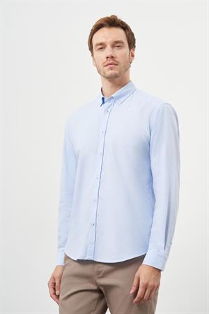 Morven Erkek A. MAVİ Pamuk Trend Düğmeli Yaka Dynamic Fit Gömlek
