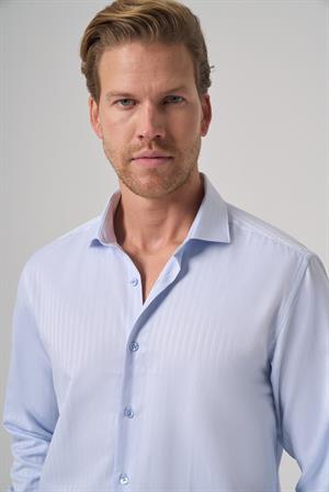 Morven Erkek A. MAVİ Trend Slim Fit İtalyan Yaka Gömlek