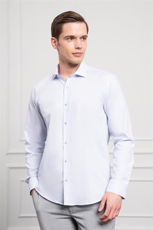 Morven Erkek A. MAVİ Pamuk Trend Slim Fit İtalyan Yaka Gömlek
