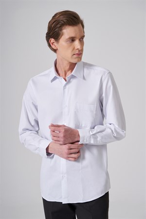 Morven Erkek A. MAVİ Pamuk Trend Pitikareli Regular Fit Sert Yaka Gömlek