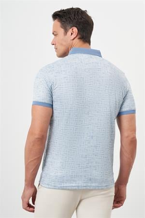 Morven Erkek A. MAVİ Trend Merserize Jakar Desen Düğmeli Yaka Dynamic Fit T-Shirt