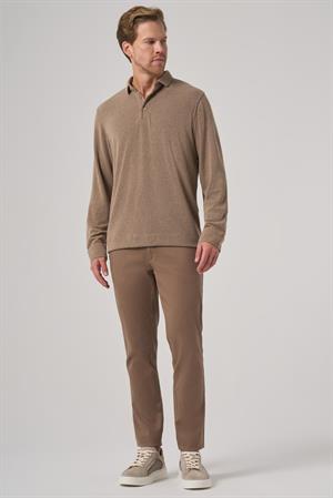 Morven Erkek A-Kahverengi Trend Düğmeli Polo Yaka Sweatshirt