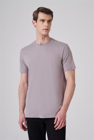 Morven Erkek AÇIK GRİ Basic Bisiklet Yaka Dynamic Fit Pamuk T-Shirt