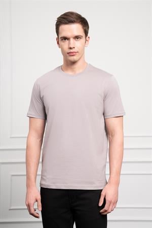 Morven Erkek AÇIK GRİ Basic Bisiklet Yaka Dynamic Fit Pamuk T-Shirt
