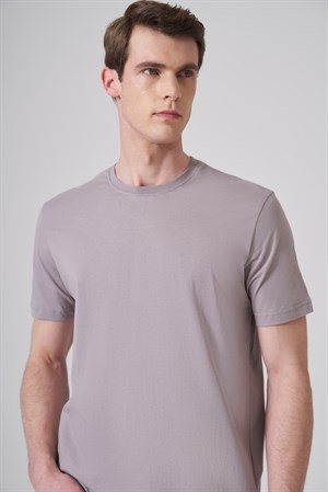 Morven Erkek AÇIK GRİ Basic Bisiklet Yaka Dynamic Fit Pamuk T-Shirt