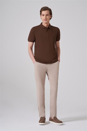 Morven Erkek AÇIK KAHVE Basic Polo Yaka Dynamic Fit T-Shirt