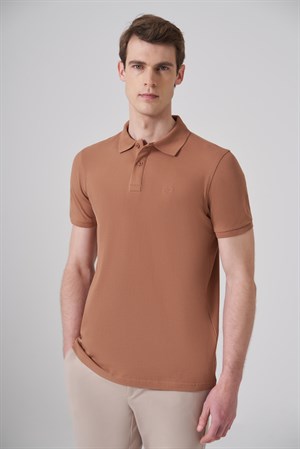 Morven Erkek AÇIK KAHVE Basic Polo Yaka Dynamic Fit T-Shirt