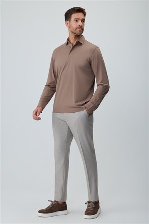 Morven Erkek AÇIK KAHVE Polo Yaka Rayon Sweatshirt