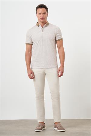 Morven Erkek AÇIK KAHVE Trend Compact Rotasyon Baskı Pike Polo Yaka T-Shirt