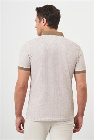 Morven Erkek AÇIK KAHVE Trend Compact Rotasyon Baskı Pike Polo Yaka T-Shirt