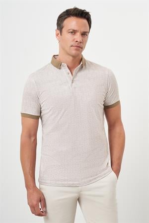 Morven Erkek AÇIK KAHVE Trend Compact Rotasyon Baskı Pike Polo Yaka T-Shirt