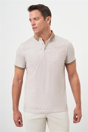 Morven Erkek AÇIK KAHVE Trend Compact Rotasyon Baskı Pike Polo Yaka T-Shirt