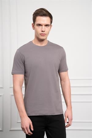 Morven Erkek Antrasit Basic Bisiklet Yaka Dynamic Fit Pamuk T-Shirt