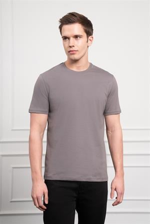Morven Erkek Antrasit Basic Bisiklet Yaka Dynamic Fit Pamuk T-Shirt