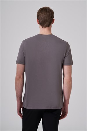 Morven Erkek Antrasit Basic Bisiklet Yaka Dynamic Fit Pamuk T-Shirt