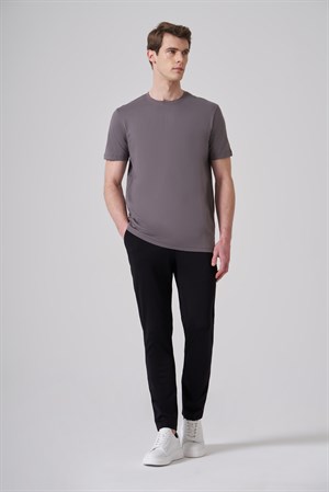 Morven Erkek Antrasit Basic Bisiklet Yaka Dynamic Fit Pamuk T-Shirt