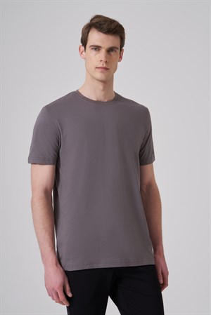Morven Erkek Antrasit Basic Bisiklet Yaka Dynamic Fit Pamuk T-Shirt