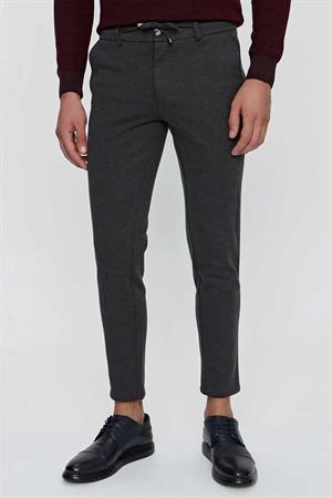 Morven Erkek Antrasit Miami Örme Slim Fit Dar Kesim Beli Lastikli ve Bağcıklı Spor Pantolon