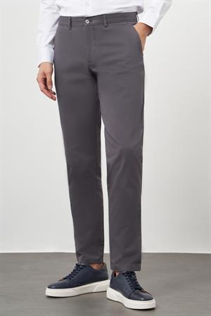 Morven Erkek Antrasit Pamuk Yan Cep Slim Fit Chino Pantolon