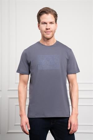 Morven Erkek Antrasit Trend Bisiklet Yaka Dinamik Fit Pamuk T-Shirt