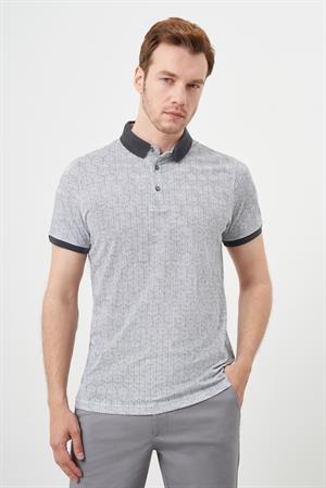 Morven Erkek Antrasit Trend Compact Rotasyon Baskı Pike Polo Yaka T-Shirt