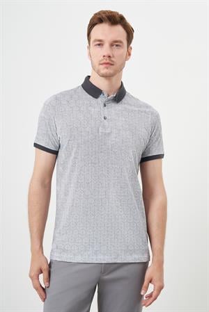 Morven Erkek Antrasit Trend Compact Rotasyon Baskı Pike Polo Yaka T-Shirt