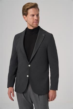 Morven Erkek Antrasit Trend Slim Fit Mono Yaka Ceket
