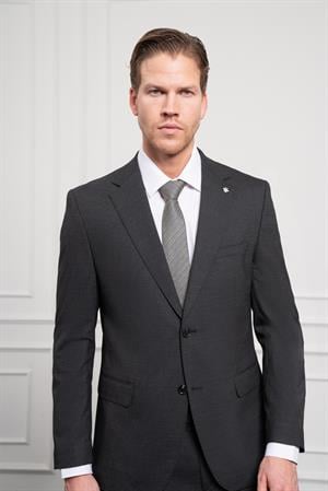 Morven Erkek Antrasit Trend Yünlü Dynamic Fit Rahat Kesim Mono Yaka Takım Elbise