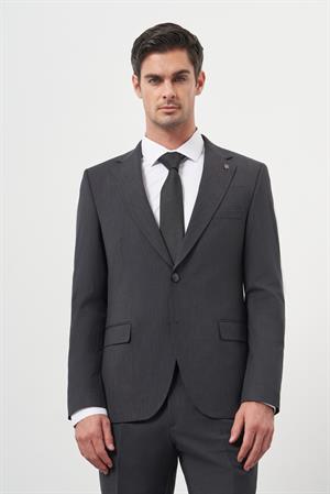 Morven Erkek Antrasit Yün Slim Fit Mono Yaka Takım Elbise