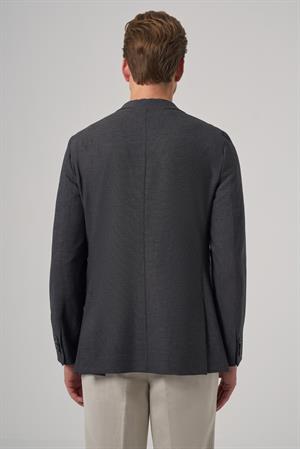 Morven Erkek Antrasit Yünlü Slim Fit Mono Yaka Ceket