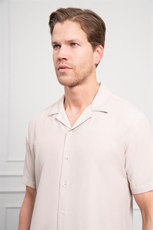 Morven Erkek Bej Apaş Yaka Kısa Kol Gömlek