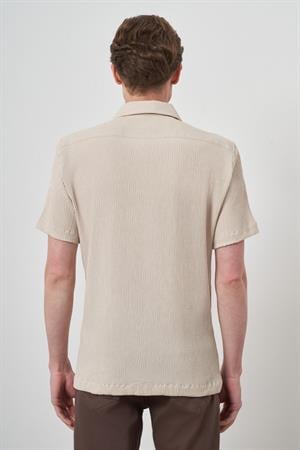 Morven Erkek Bej Apaş Yaka Kısa Kol Gömlek