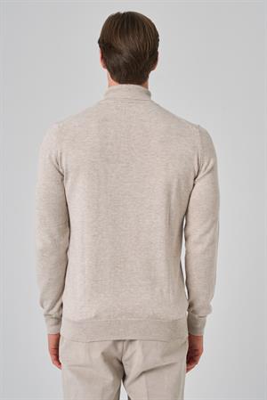 Morven Erkek Bej Basic Balıkçı Yaka Dynamic Fit Rahat Kesim Triko