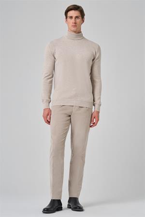 Morven Erkek Bej Basic Balıkçı Yaka Dynamic Fit Rahat Kesim Triko