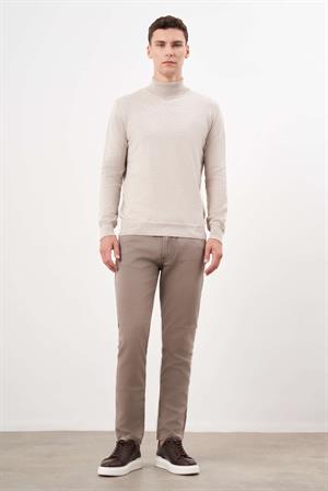 Morven Erkek Bej Basic Balıkçı Yaka Dynamic Fit Rahat Kesim Triko