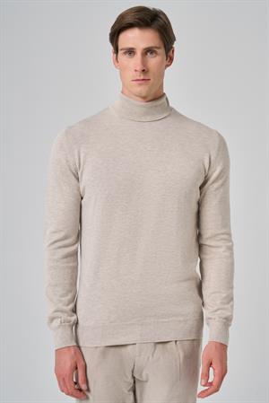 Morven Erkek Bej Basic Balıkçı Yaka Dynamic Fit Rahat Kesim Triko