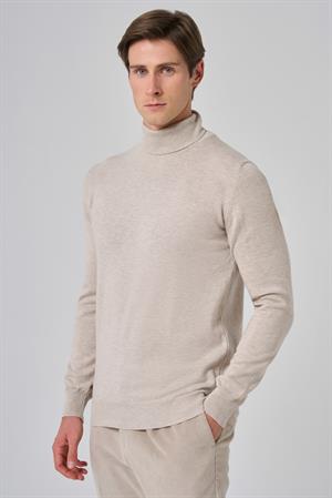 Morven Erkek Bej Basic Balıkçı Yaka Dynamic Fit Rahat Kesim Triko