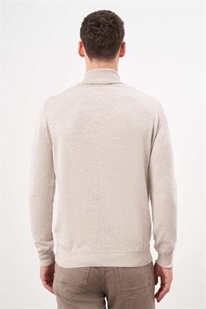 Morven Erkek Bej Basic Balıkçı Yaka Dynamic Fit Rahat Kesim Triko