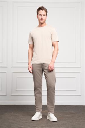 Morven Erkek Bej Basic Bisiklet Yaka Dynamic Fit Pamuk T-Shirt