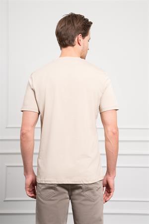 Morven Erkek Bej Basic Bisiklet Yaka Dynamic Fit Pamuk T-Shirt