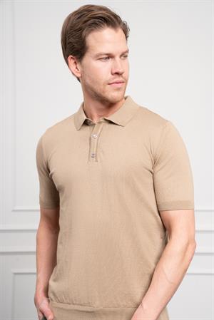 Morven Erkek Bej Basic Polo Yaka Dynamic Fit T-Shirt