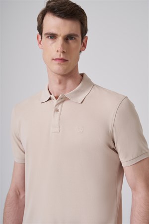 Morven Erkek Bej Basic Polo Yaka Dynamic Fit T-Shirt