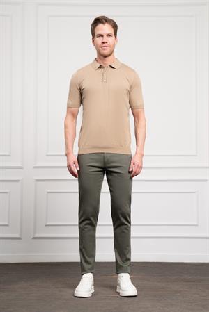 Morven Erkek Bej Basic Polo Yaka Dynamic Fit T-Shirt