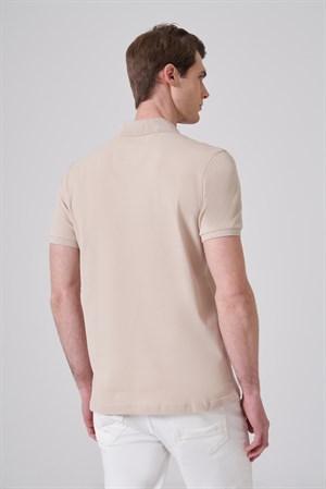 Morven Erkek Bej Basic Polo Yaka Dynamic Fit T-Shirt