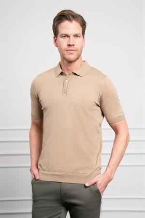 Morven Erkek Bej Basic Polo Yaka Dynamic Fit T-Shirt