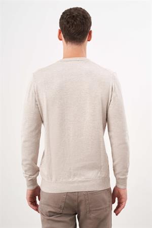 Morven Erkek Bej Basic V Yaka Dynamic Fit Rahat Kesim Triko