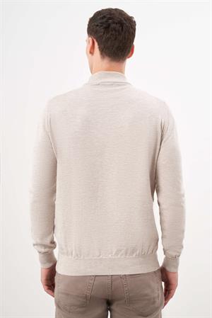 Morven Erkek Bej Basic Yarım Balıkçı Yaka Dynamic Fit Rahat Kesim Triko