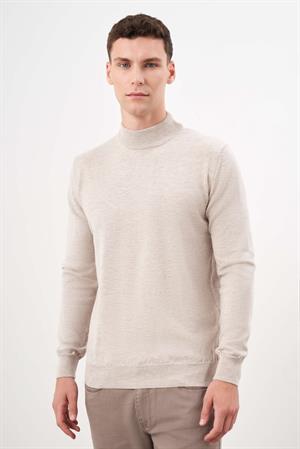 Morven Erkek Bej Basic Yarım Balıkçı Yaka Dynamic Fit Rahat Kesim Triko