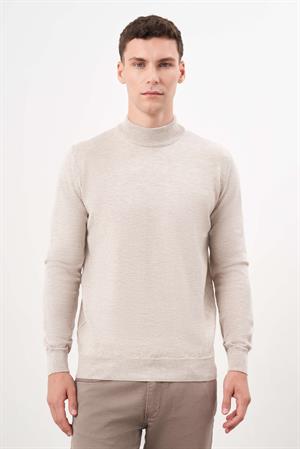 Morven Erkek Bej Basic Yarım Balıkçı Yaka Dynamic Fit Rahat Kesim Triko